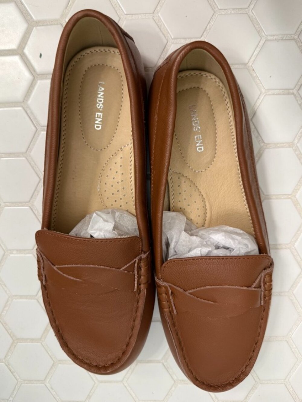 Lands' End Women's Leather Loafers Brown | NIB | Size 8 M